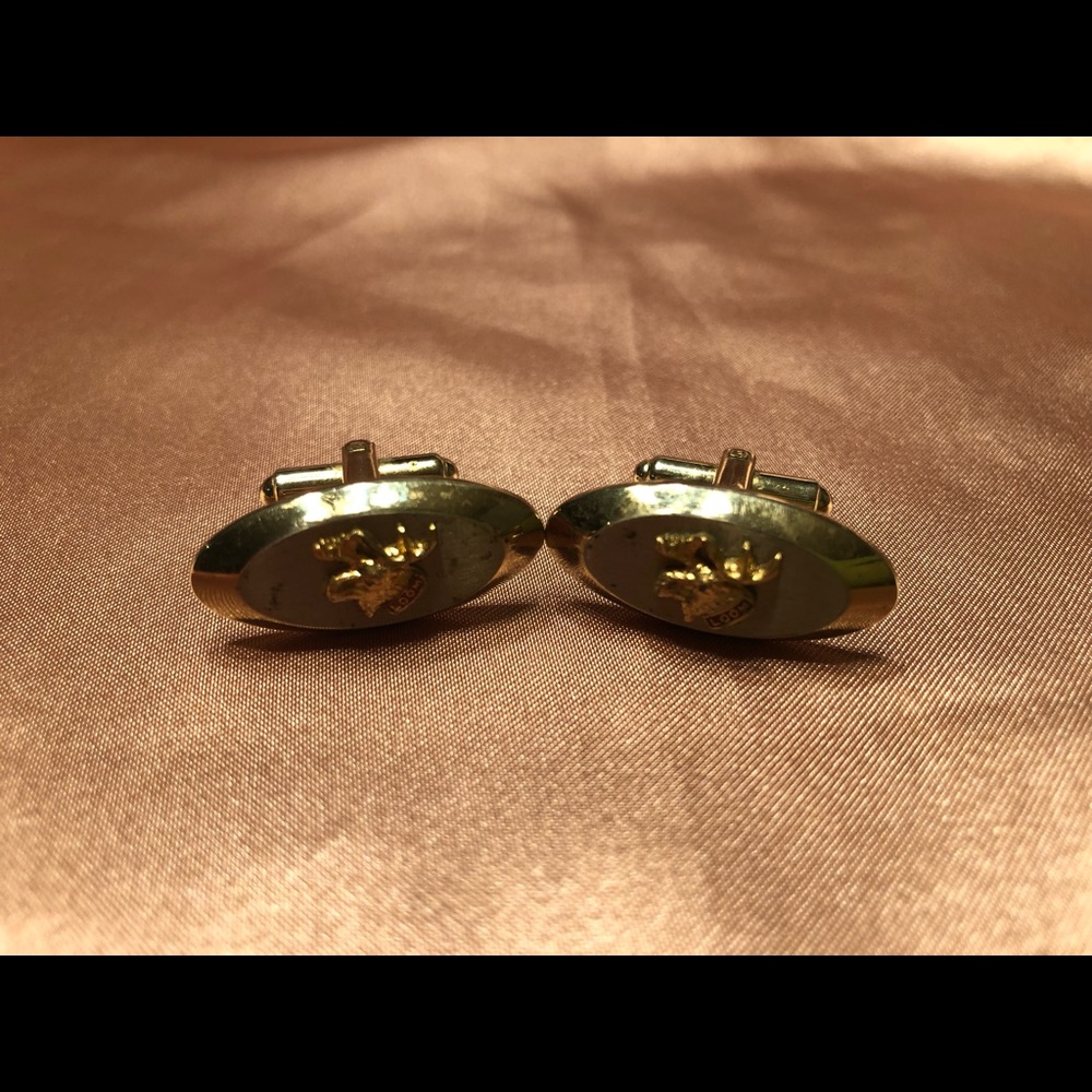 Vintage Gold Tone Loom Moose Cuff Links